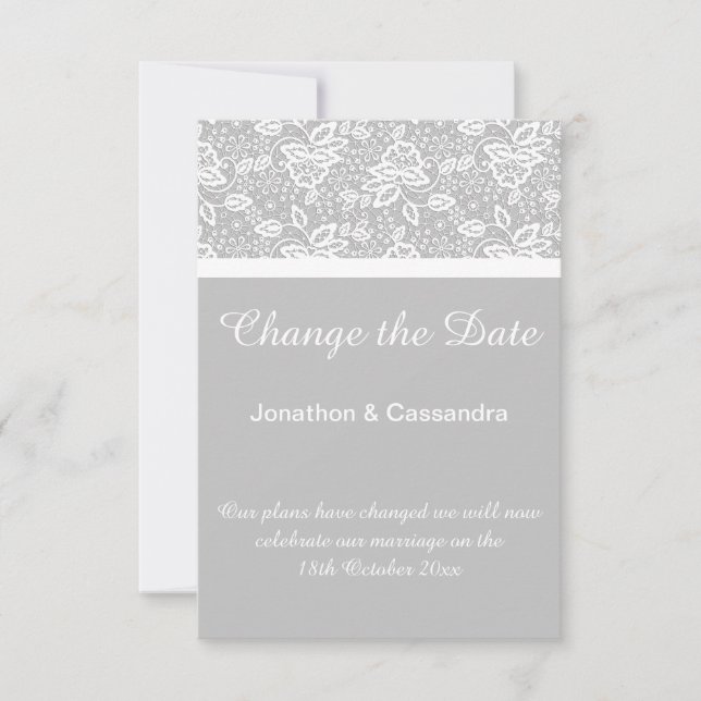 ELEGANTER SILVER WHITE LACE ÄNDERT DAS DATUM (Vorderseite)