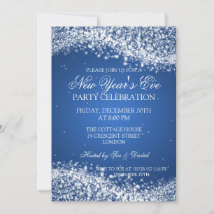Eleganter Silvester Fingernd Blaue Welle Einladung