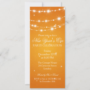Eleganter Silvester Sparkling Chain Orange Einladung