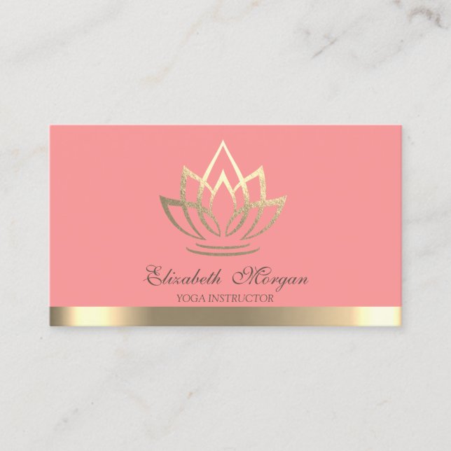 Eleganter Simple Gold Lotus Yoga Instructor Visitenkarte (Vorderseite)