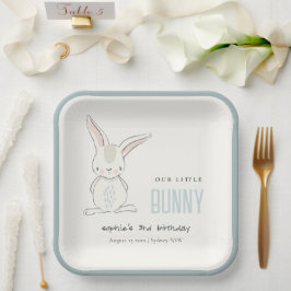 Eleganter Simple Niedlich Blue Bunny Boys Kinderge Pappteller