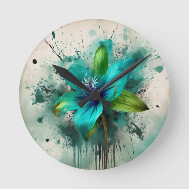 Eleganter Single Ballon Blume Runde Wanduhr (Vorderseite)