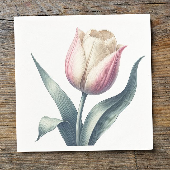 Eleganter Single Rosa Tulip Blume Serviette (Von Creator hochgeladen)