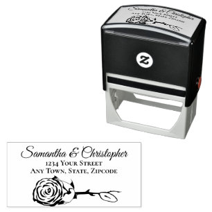 Eleganter Single Rose Hochzeitadresse Permastempel