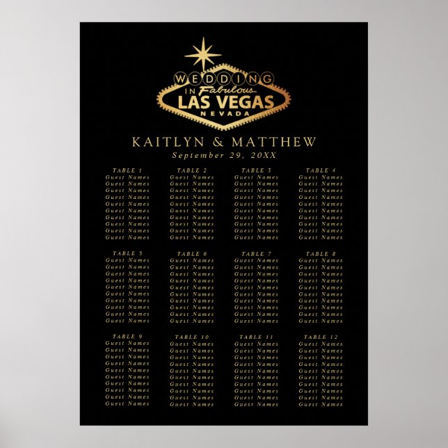 Eleganter Sitzplan der Hochzeit in Urlaubsort Las  Poster (Vorne)