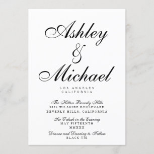 ELEGANTER SKRIPT TYPOGRAPHIE Schwarz/Weiß Hochzeit Einladung