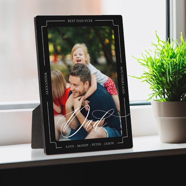 Eleganter Skriptbester Vater je benutzerdefinierte Fotoplatte (Elegant Script Best Dad Ever Custom Photo Keepsake Plaque)