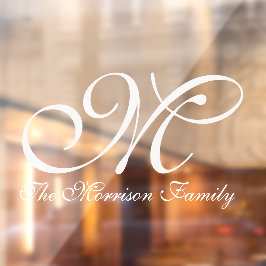 Eleganter Skriptname und Monogram-Fensterklammer Fensteraufkleber