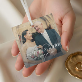 Eleganter Skriptvater des Bride-Fotos Keepake Ornament Aus Glas
