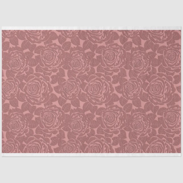 Eleganter Skulpturenstil Dunkelrosa Rosen Seidenpapier (Vorderseite)