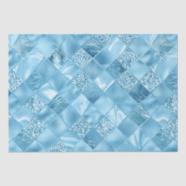 Eleganter Sky Blue Glitzer Diamond Lattice Muster Seidenpapier