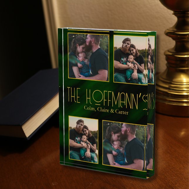 Eleganter Smaragdgrüner Goldrahmen 4 Foto Block (Von Creator hochgeladen)