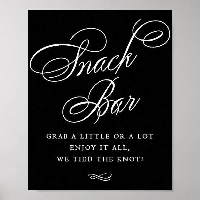 Eleganter Snack Bar Black Calligraphy | Chic Table Poster (Vorne)