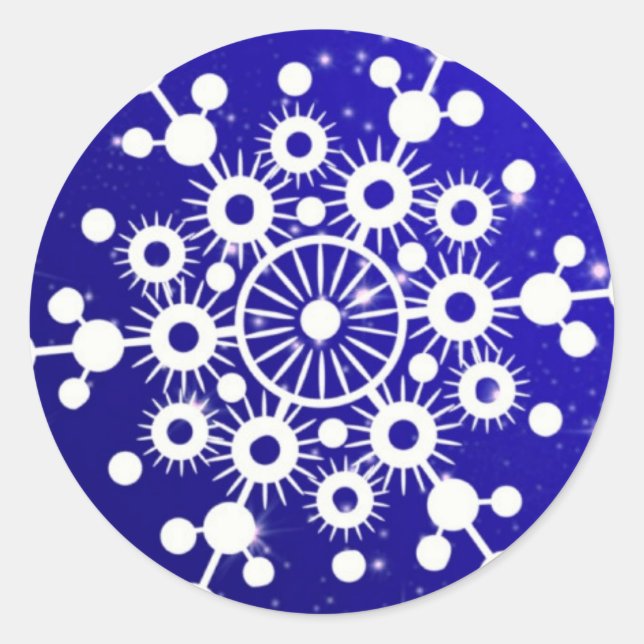 Eleganter Snowflake Weihnachten Merry Winter Runder Aufkleber (Vorderseite)