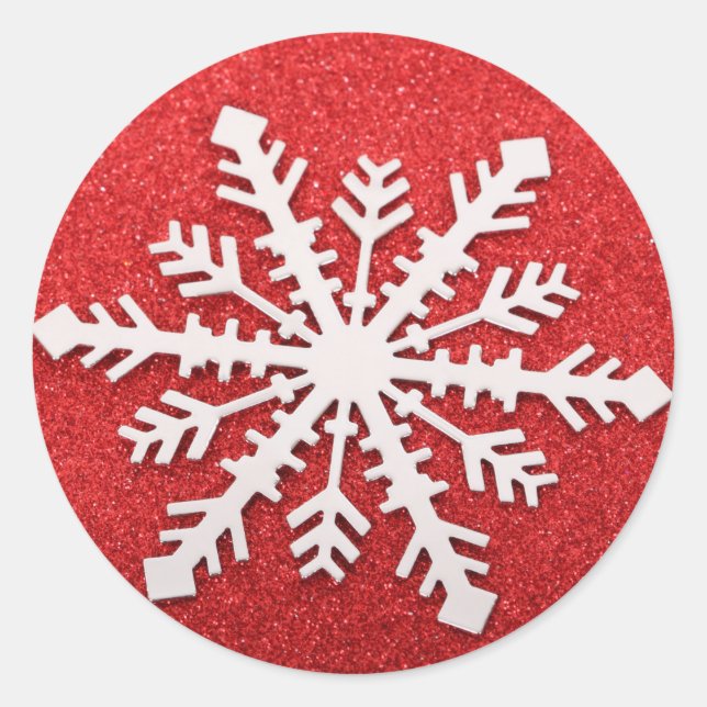 Eleganter Snowflake Weihnachten Merry Winter Runder Aufkleber (Vorderseite)