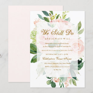 Eleganter Soft Peach Bloom Vow Wiederernennung Jah Einladung