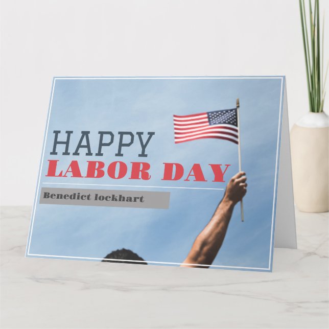 Eleganter Solidarity Worker Labour Day mit US-Flag Dankeskarte (Vorderseite)