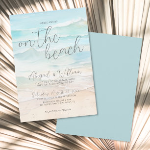 Eleganter Sommer am Strand Hochzeit Einladung