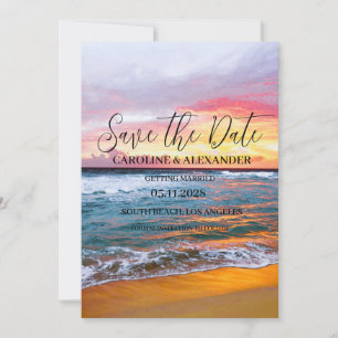 Eleganter Sommer Sunset Beach Tropical Wedding Save The Date