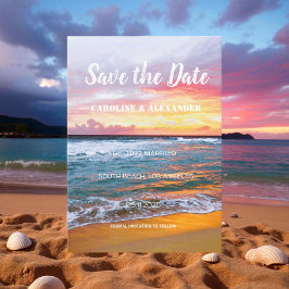 Eleganter Sommer Sunset Beach Tropical Wedding Save The Date