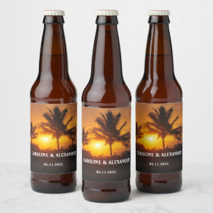 Eleganter Sommer Sunset Tropical Beach Hawaii Bierflaschenetikett