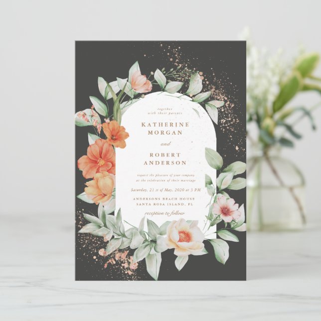 Eleganter Sommergarten Einladung zur Hochzeit (Stehend Vorderseite)