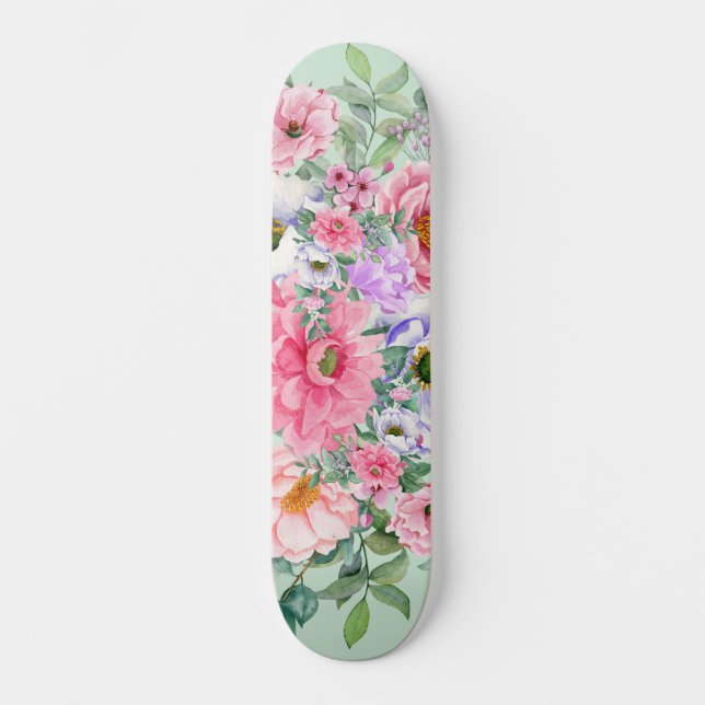 Eleganter Sommergarten Florals Skateboard (Vorderseite)