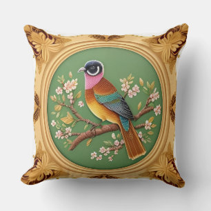 Eleganter Songbird auf einer Zweigstelle der Blüte Kissen