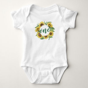 Eleganter Sonnenblumenkranz Karosserie Baby Strampler