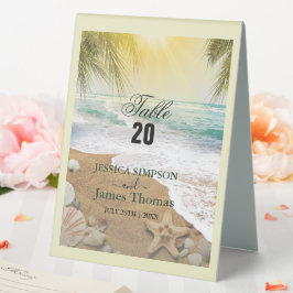 Eleganter Sonnenschein und Blue Ocean Beach Tischaufsteller