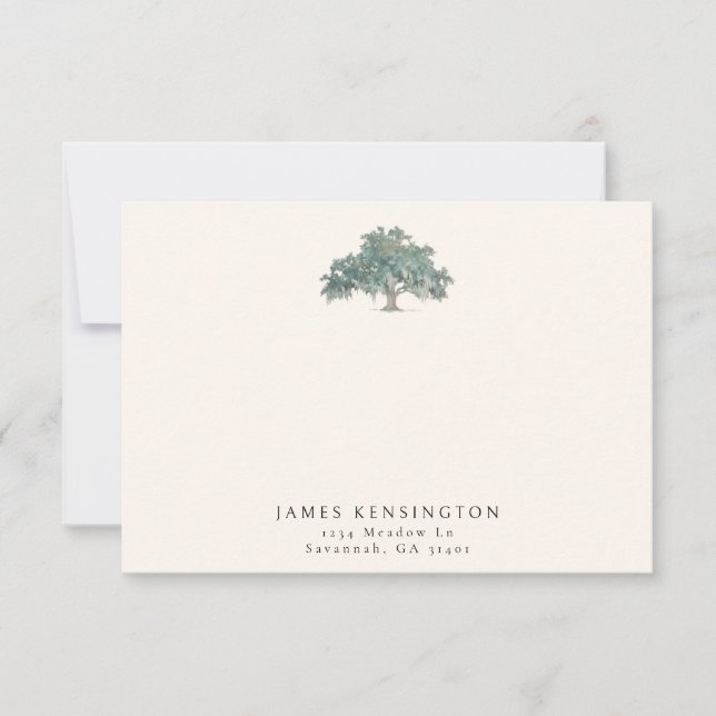 Eleganter Southern Oak Tree Individuelle Name Mitteilungskarte (Vorderseite)