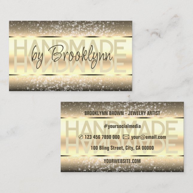 Eleganter Sparkle Glitzer Luxuriöser Glam Dark Gol Visitenkarte (Vorne/Hinten)