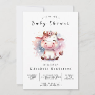 Eleganter Spaß Stilvolle Kuh Baby Dusche Einladung