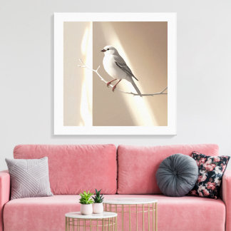 Eleganter Spatz-Vogel-Wandkunst-Druck – Minimalist Leinwanddruck