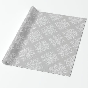 Eleganter Spitzen- grauer Damast Geschenkpapier