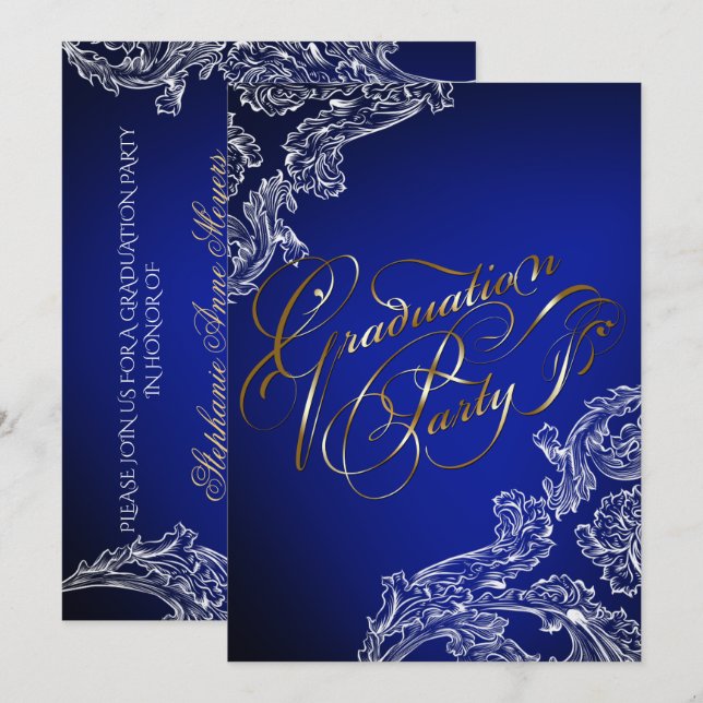 Eleganter Spitzen- und Kalligraphie-Abschluss Einl Einladung (Vorne/Hinten)
