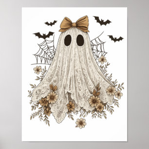 Eleganter Spitzengeist mit Schleife   Floraler Gei Poster