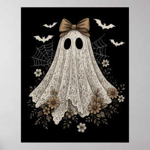 Eleganter Spitzengeist mit Schleife   Floraler Gei Poster