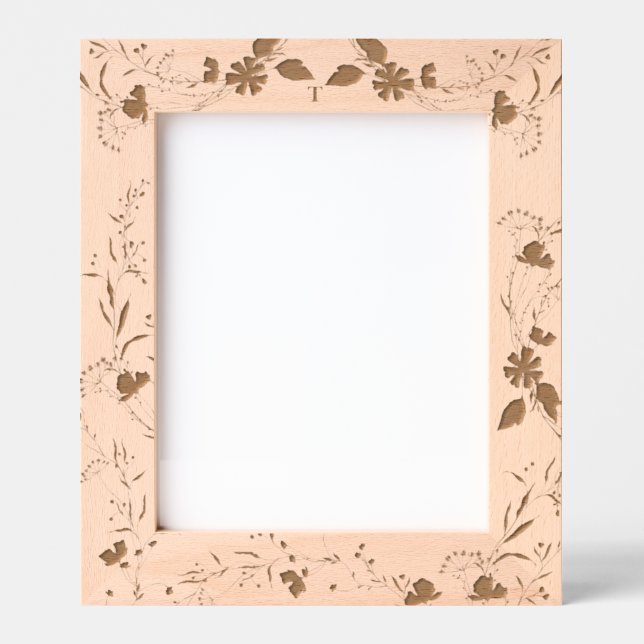 Eleganter Springfloral-Holzlaserdrucker Geätzte Rahmen (Vorderseite)