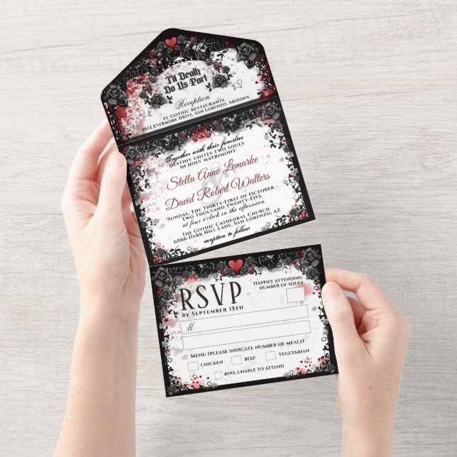 Eleganter Spritzer "Gemeinsam mit" MENU All In One Einladung (Abreißen)