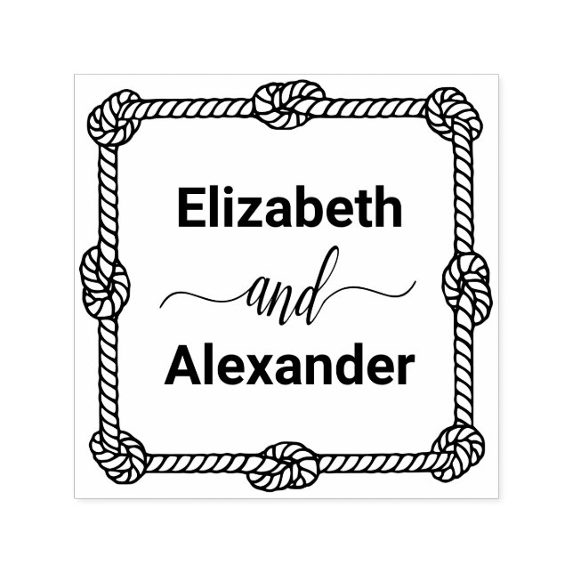 Eleganter Square Rope Knot Frame #2 Bräunungsname Permastempel (Design)