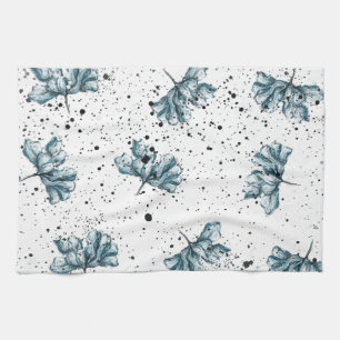 Eleganter Stahl Blau Blütenblume Geschirrtuch