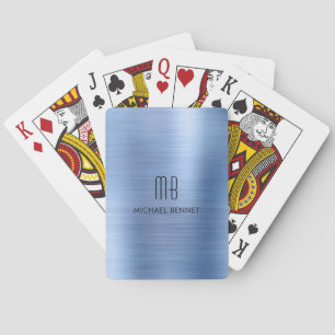 Eleganter Stahlblauer Gebürsteter Metallischer Mon Spielkarten