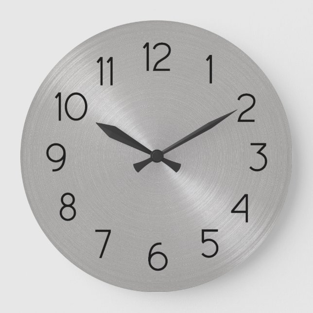 Eleganter Stahllook Große Wanduhr (Vorderseite)