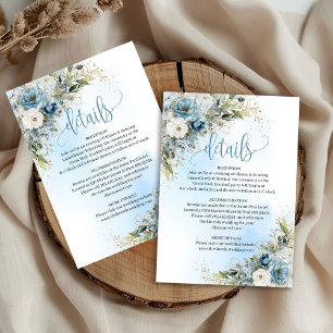 Eleganter Staubblauer Blumenhochzeitseinsatz mit G RSVP Karte