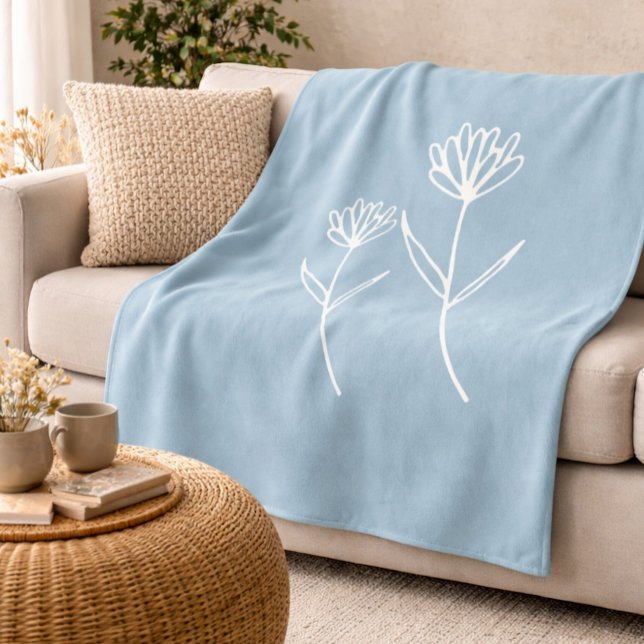 Eleganter staubblauer einfacher Blumenstrauß  Fleecedecke (Von Creator hochgeladen)