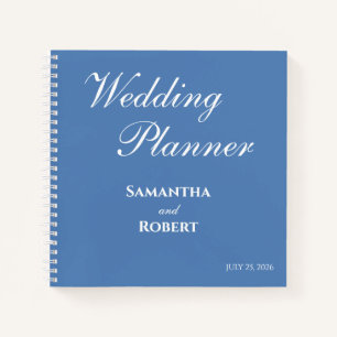 Eleganter Staubblauer Floraler Line-Art-Hochzeitsp Notizbuch