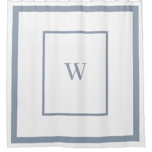 Eleganter staubblauer Monogram-Letter Duschvorhang