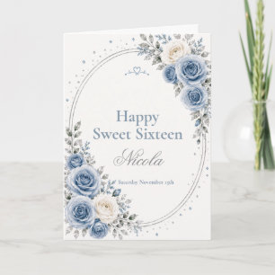 Eleganter Staubblauer Sweet 16 Karte