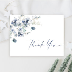 Eleganter staubblauer Winterlaub-Boho-Dankeschön Postkarte